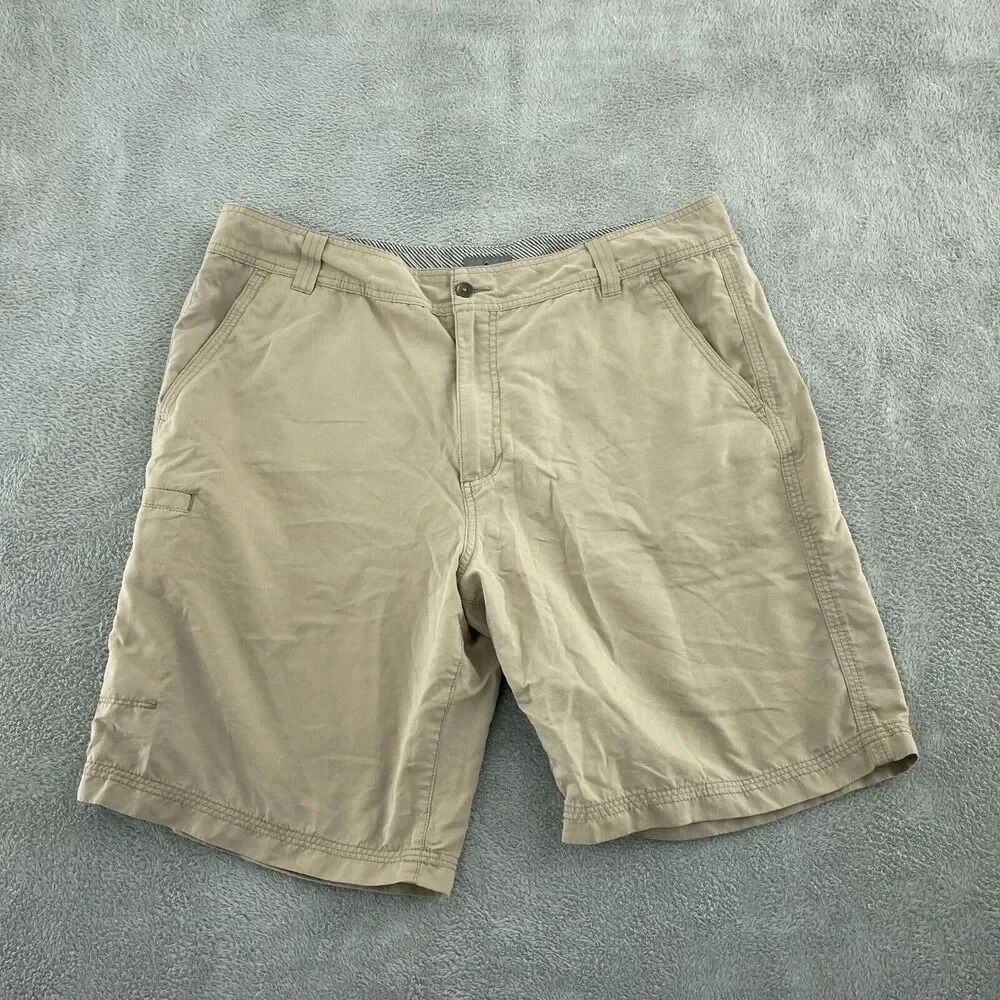Royal Robbins Mens Khaki Cargo Shorts 40 Nylon & Cotton Blend 0949